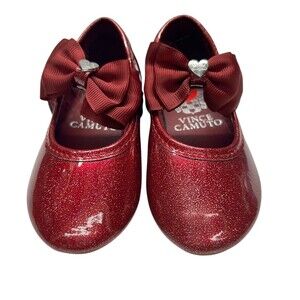 Vince Camuto Toddler Girls Mary Jane Flats Red Glitter Bow Size 6